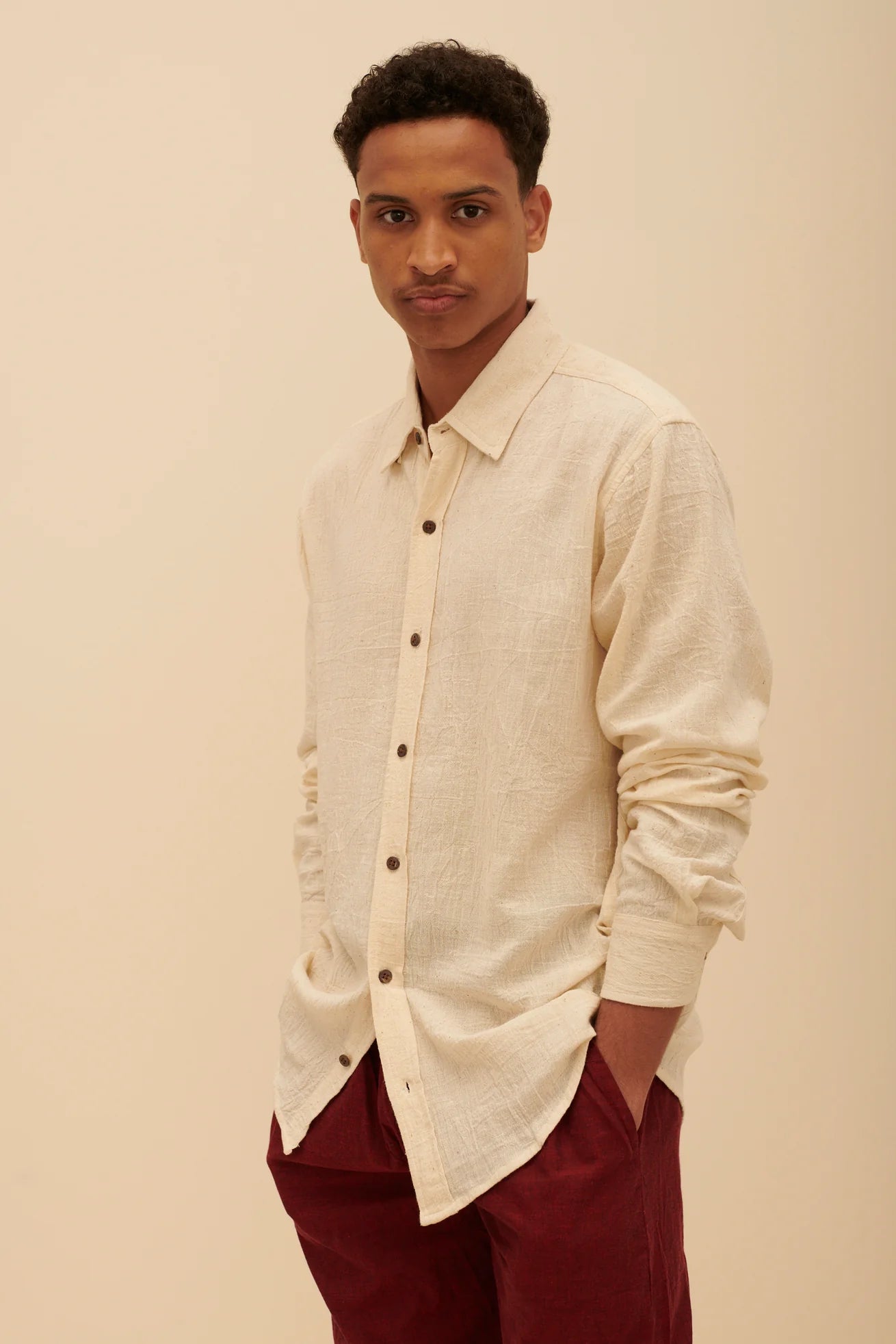 Organic Cotton Long Sleeve Shirt in White