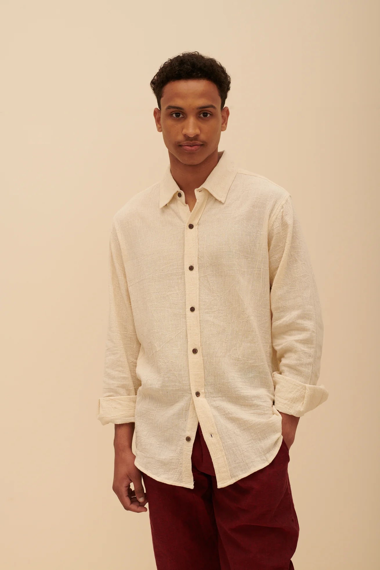 Organic Cotton Long Sleeve Shirt in White