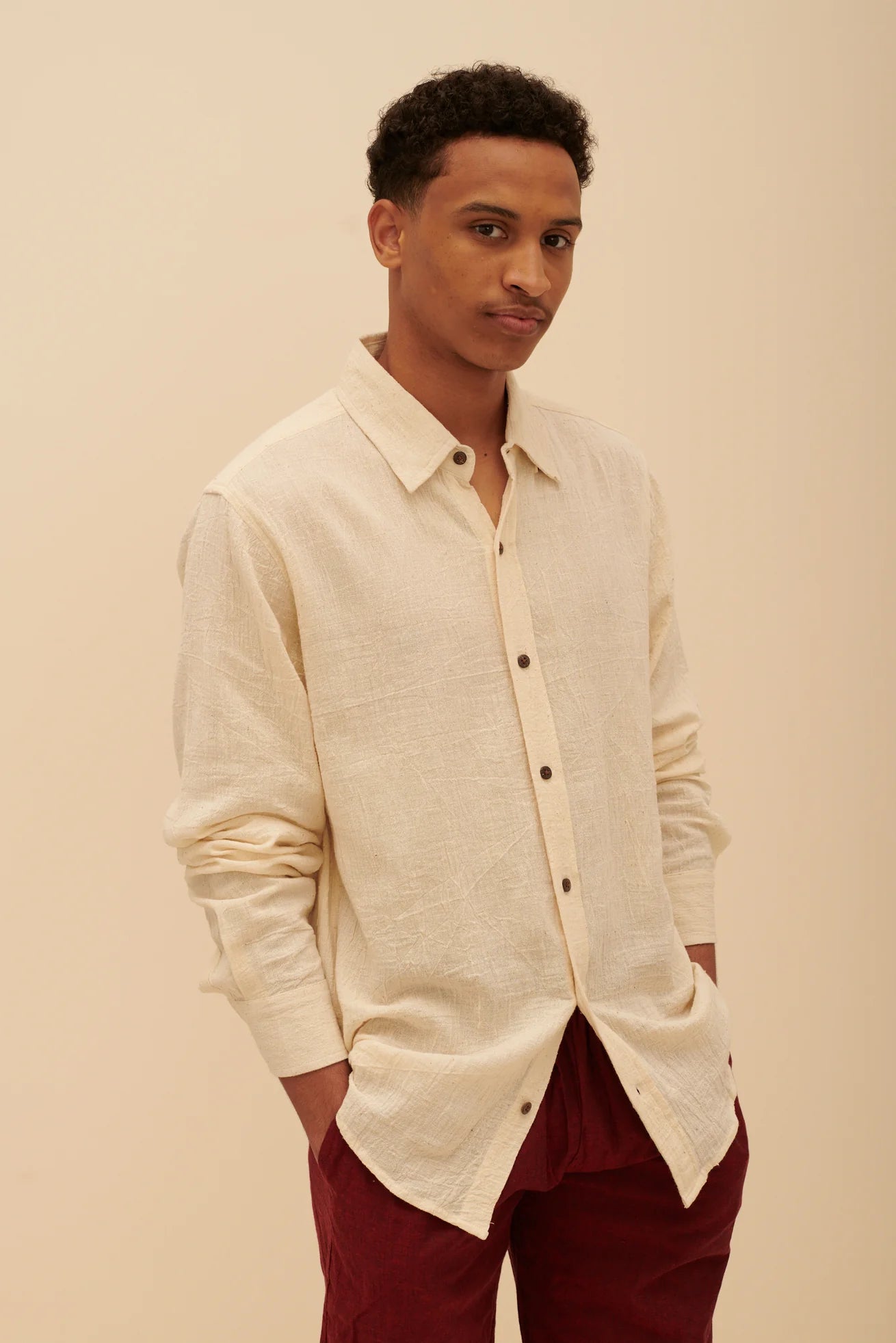 Organic Cotton Long Sleeve Shirt in White